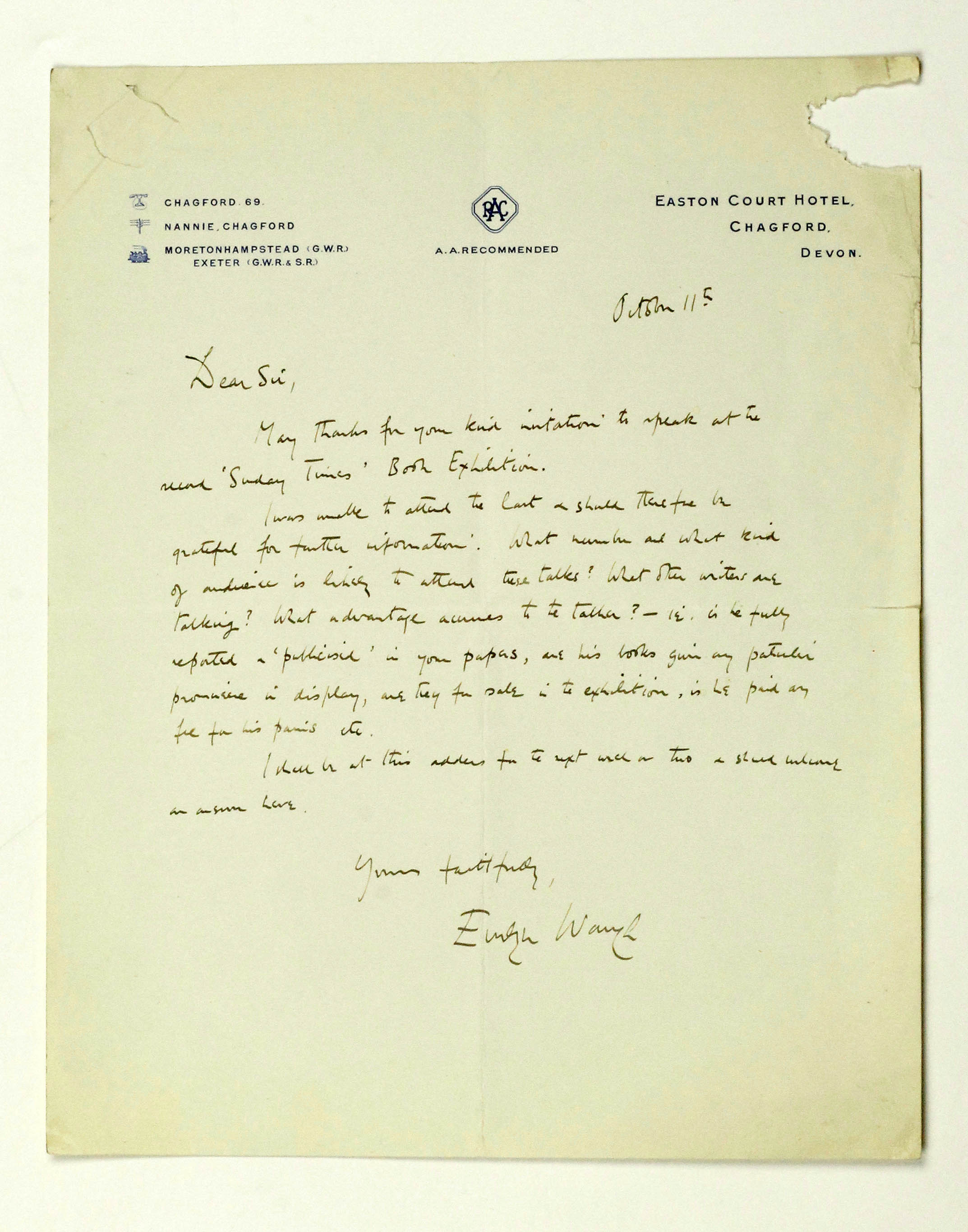 Autograph Letter, Signed - , 