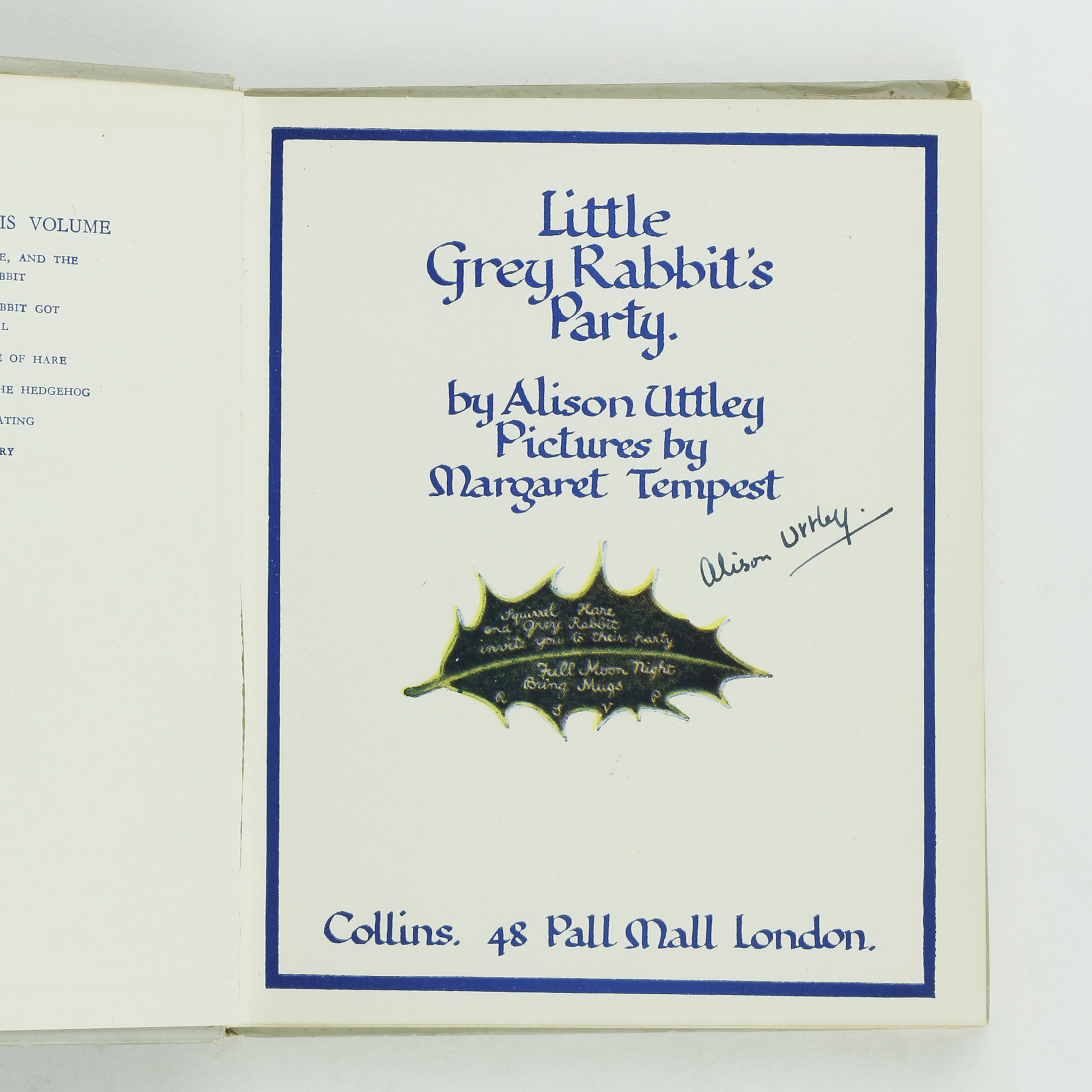 Little Grey Rabbit's Party by UTTLEY, Alison - Jonkers Rare Books