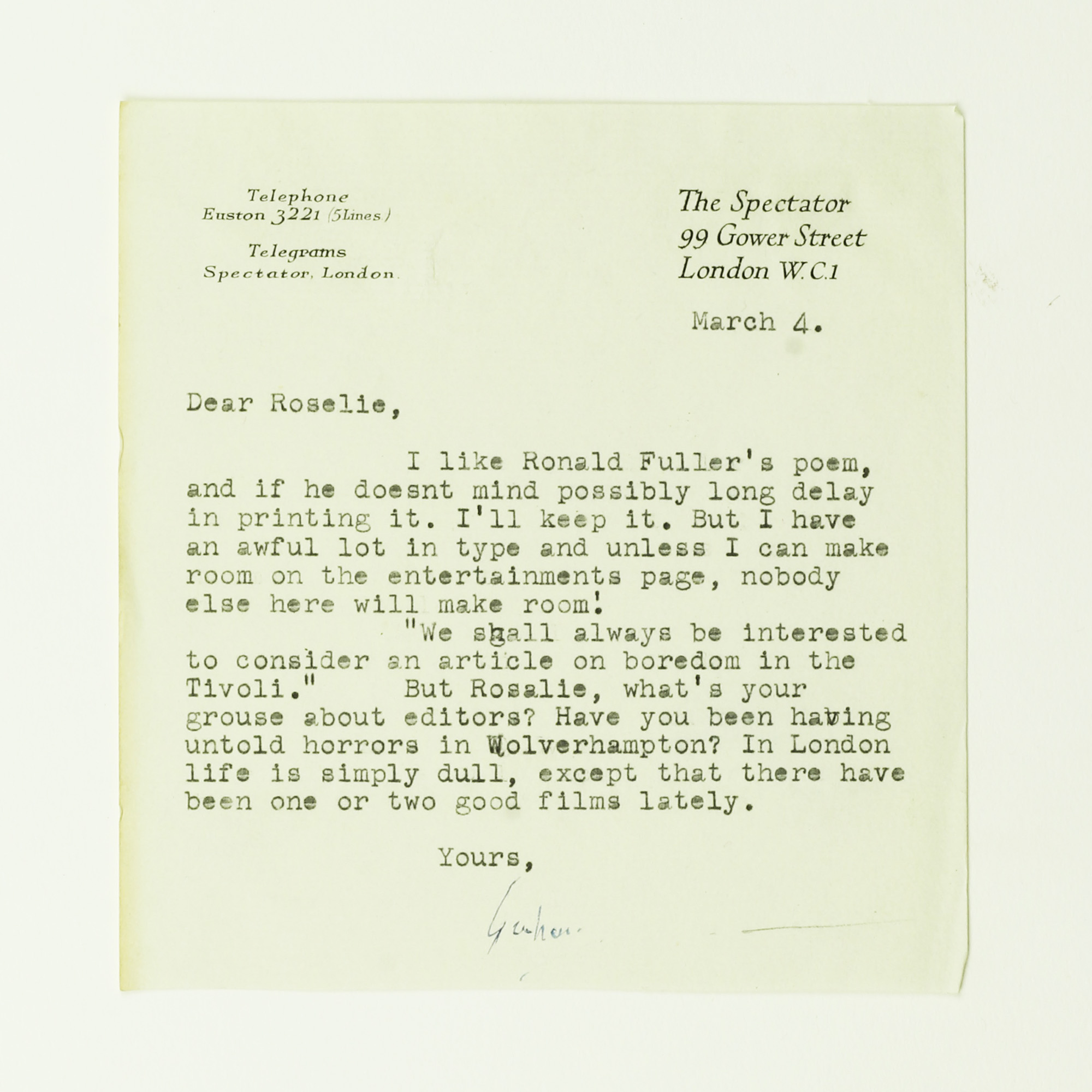 Typed Letter Signed - , 