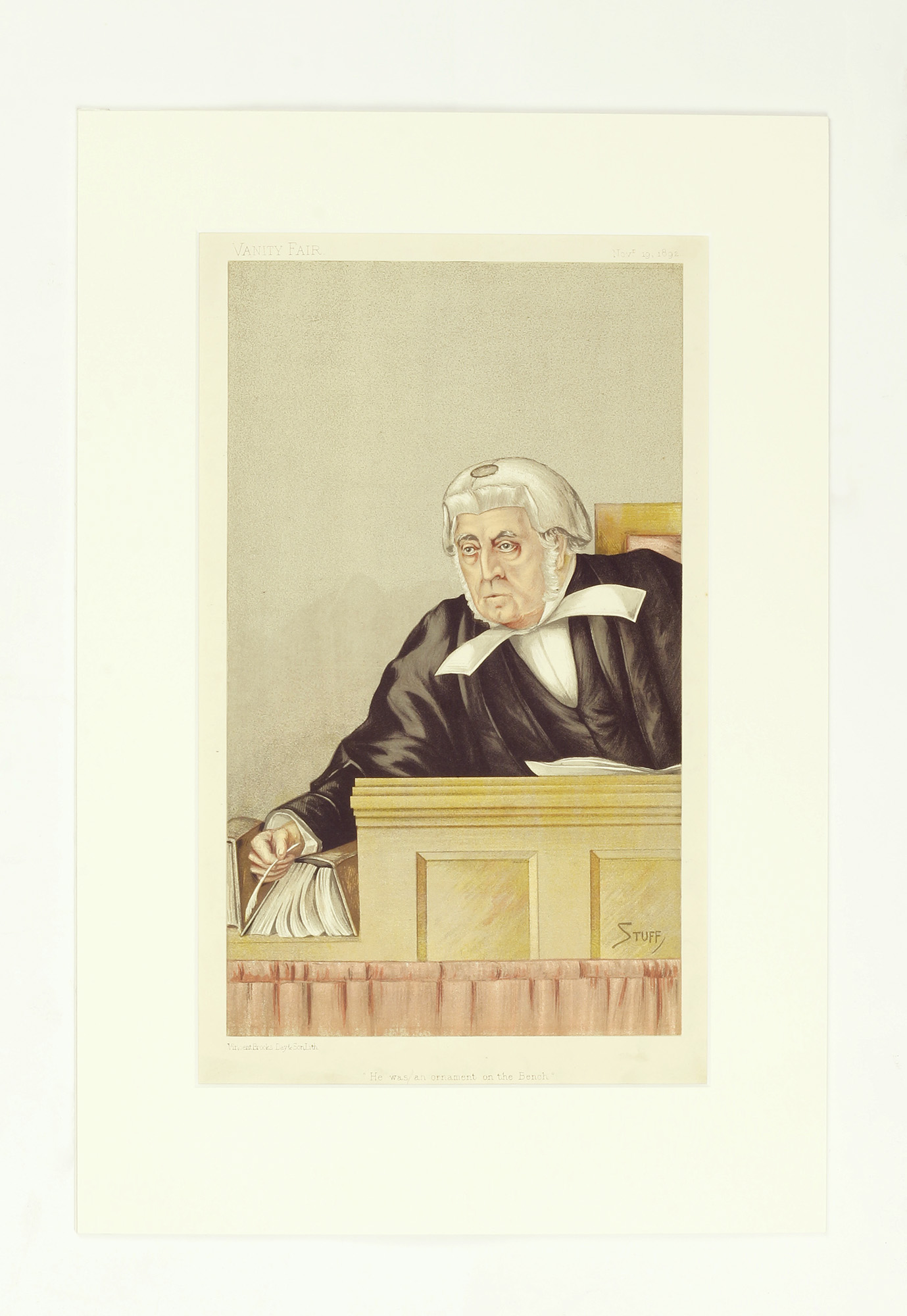 'He Was an Ornament on the Bench' : Vanity Fair Vintage Rowing Print - , 