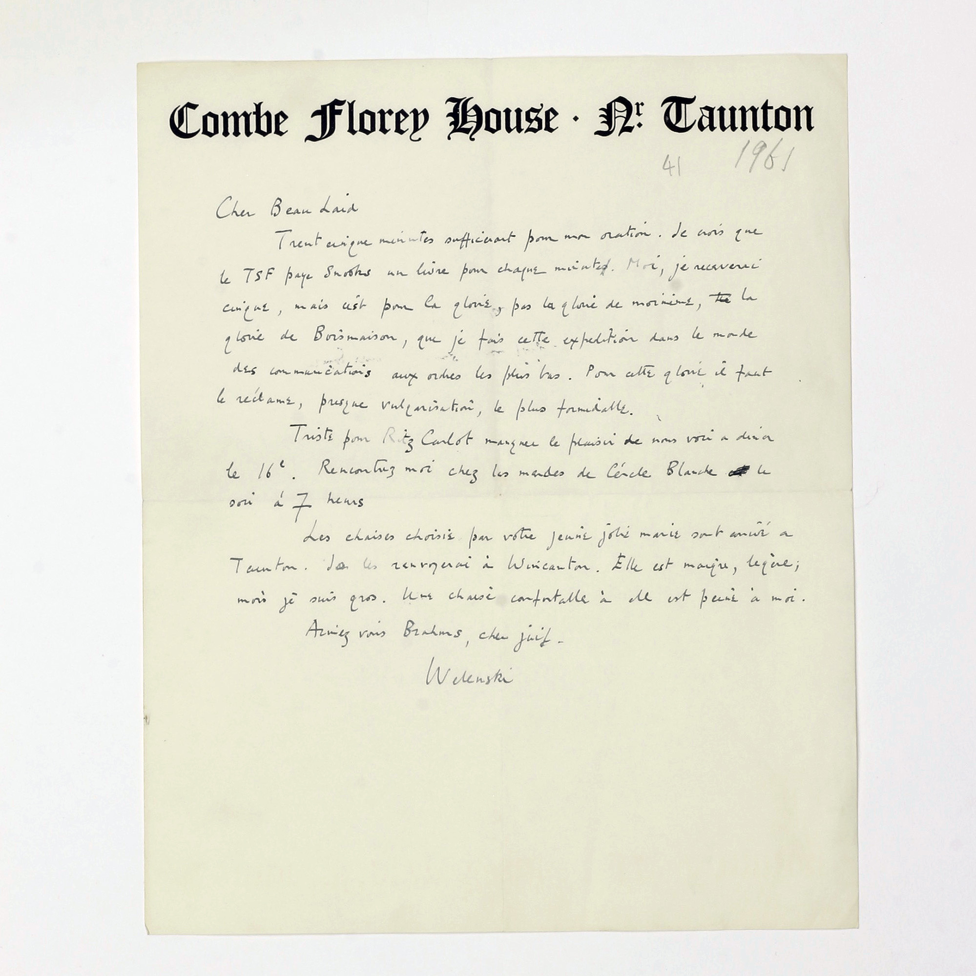 Autograph Letter, Signed - , 