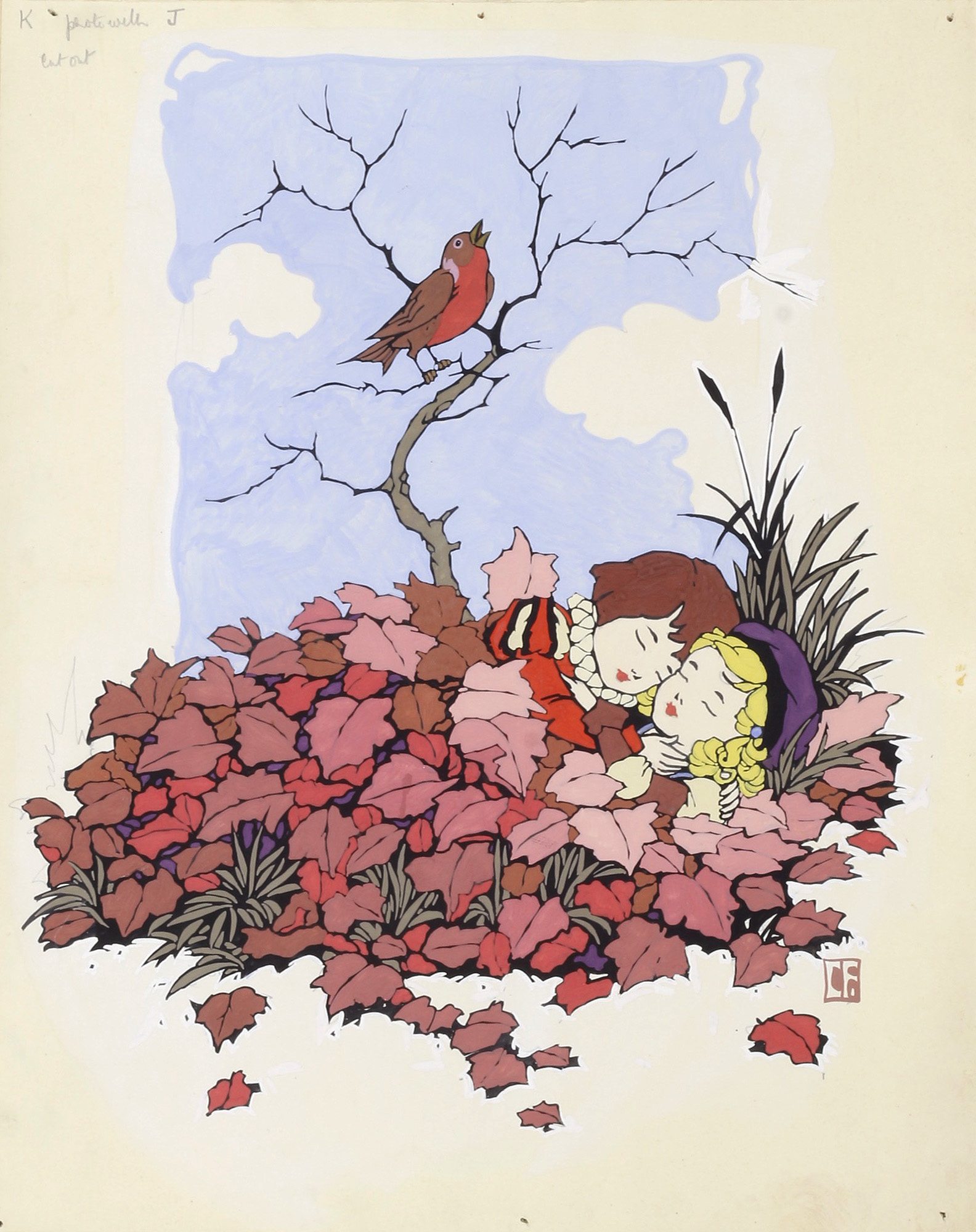 Original Ink and Watercolour for Babes in the Wood - , 