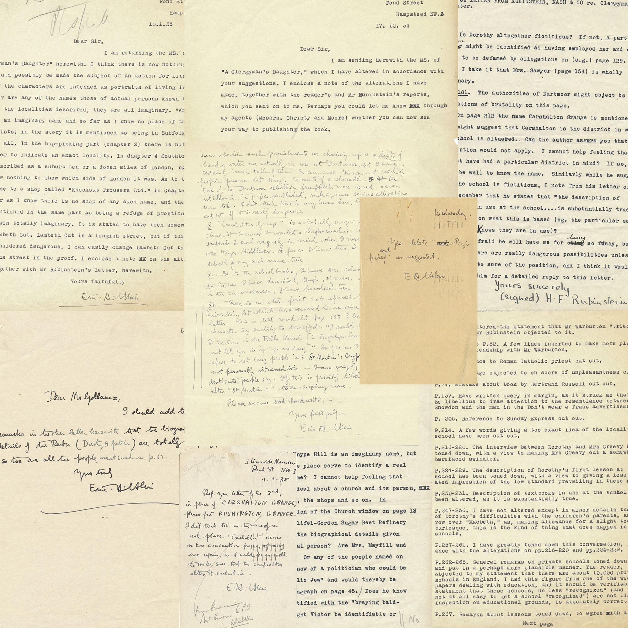 Publisher's Archive of Correspondence Relating to a Clergyman's Daughter - , 