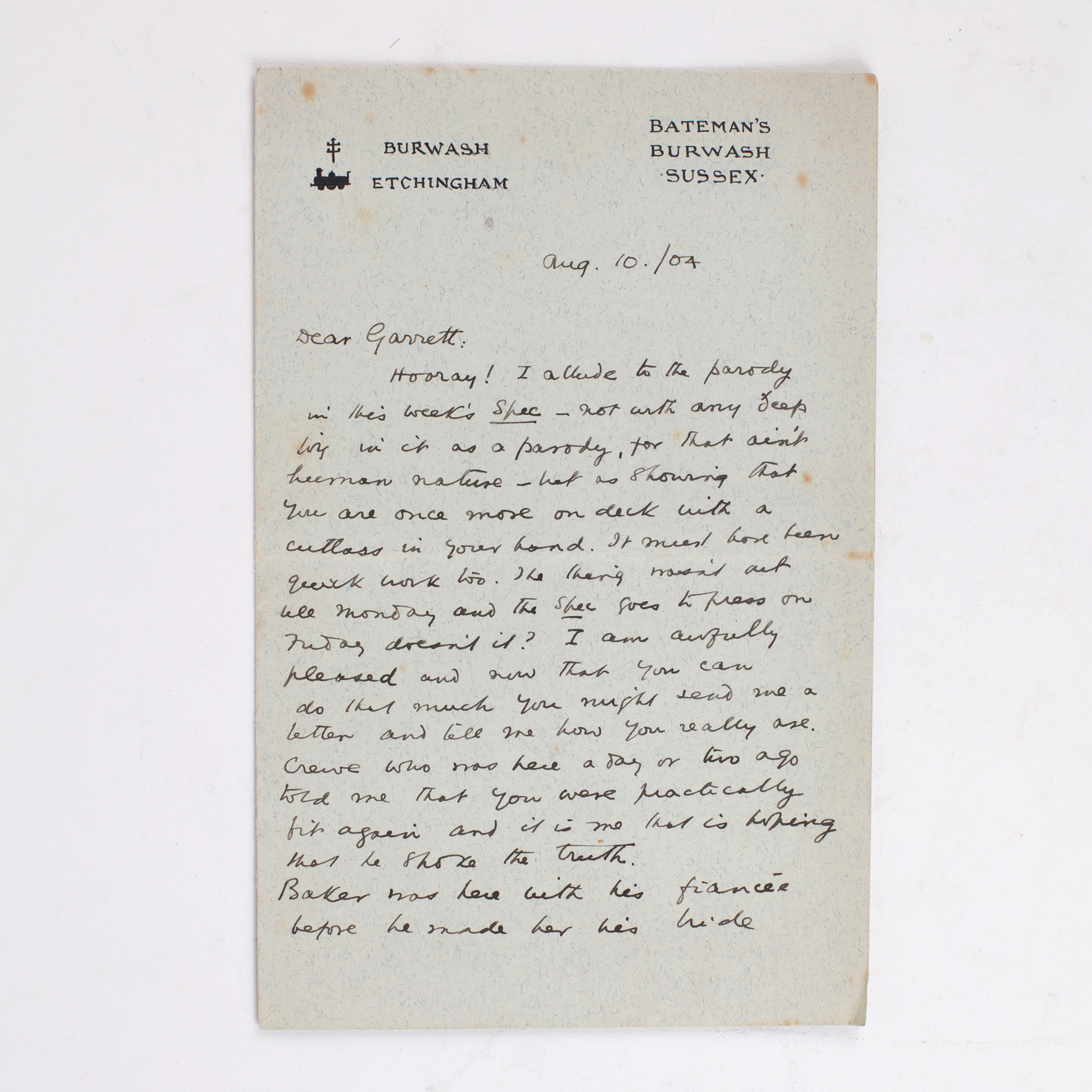 Autograph Letter Signed to Edmund Garrett - , 