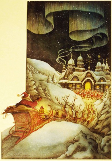 An Original Ink and Watercolour Painting for Christmas 1993 - , 