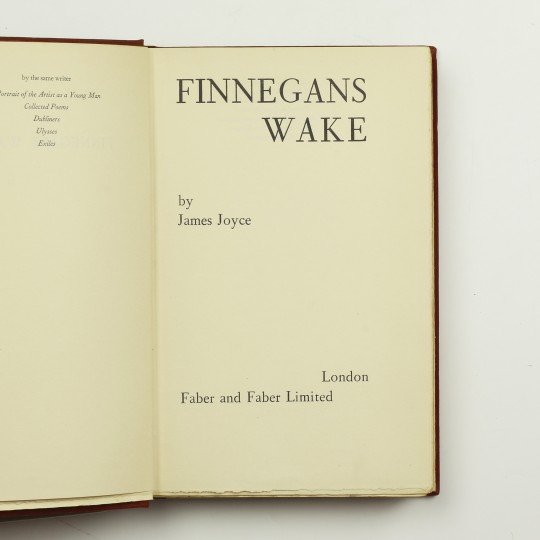 Finnegans Wake by JOYCE, James - Jonkers Rare Books