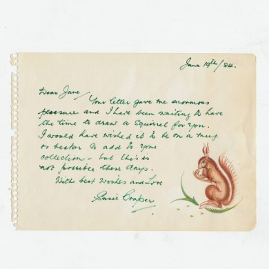 Original Squirrel Drawing and Letter - , 