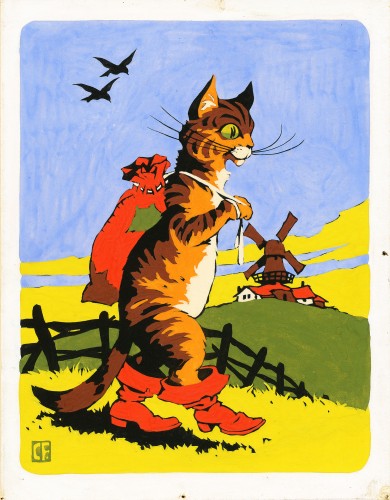 Original Ink and Watercolour for Puss in Boots - , 
