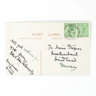 Autograph Postcard to Dr. Marie Stopes - , 