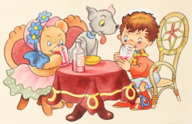 Noddy and Tessie-Bear Enjoying Lemonade and Buns - , 
